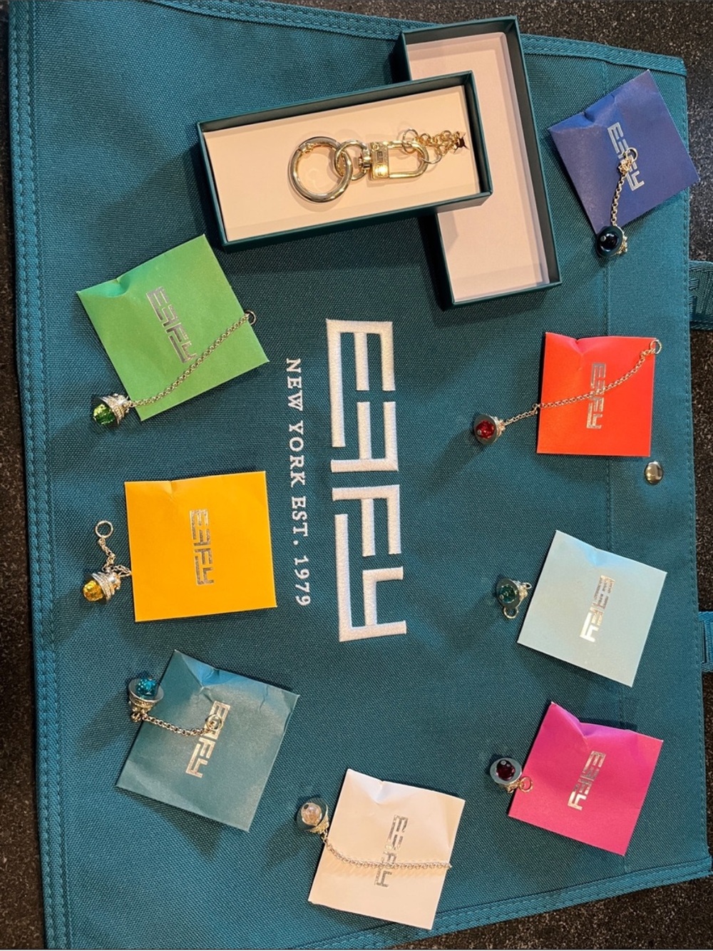Effy Teal Jewelry Display with Multicolor Gem Charms